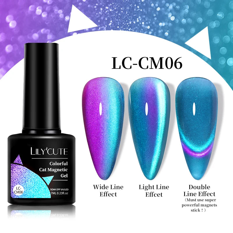 LILYCUTE 7ml Fruit Grape Purple Cat Magnetic Gel Nail Polish Vernis Semi Permanent Soak Off Colorful Gel Polish Nails Supplies