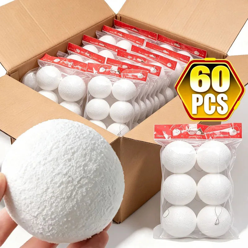4/6/8cm White Christmas Balls Decoration Christmas Tree Hanging Accessories New Year Gift Box Navidad DIY Party Home Room Decor