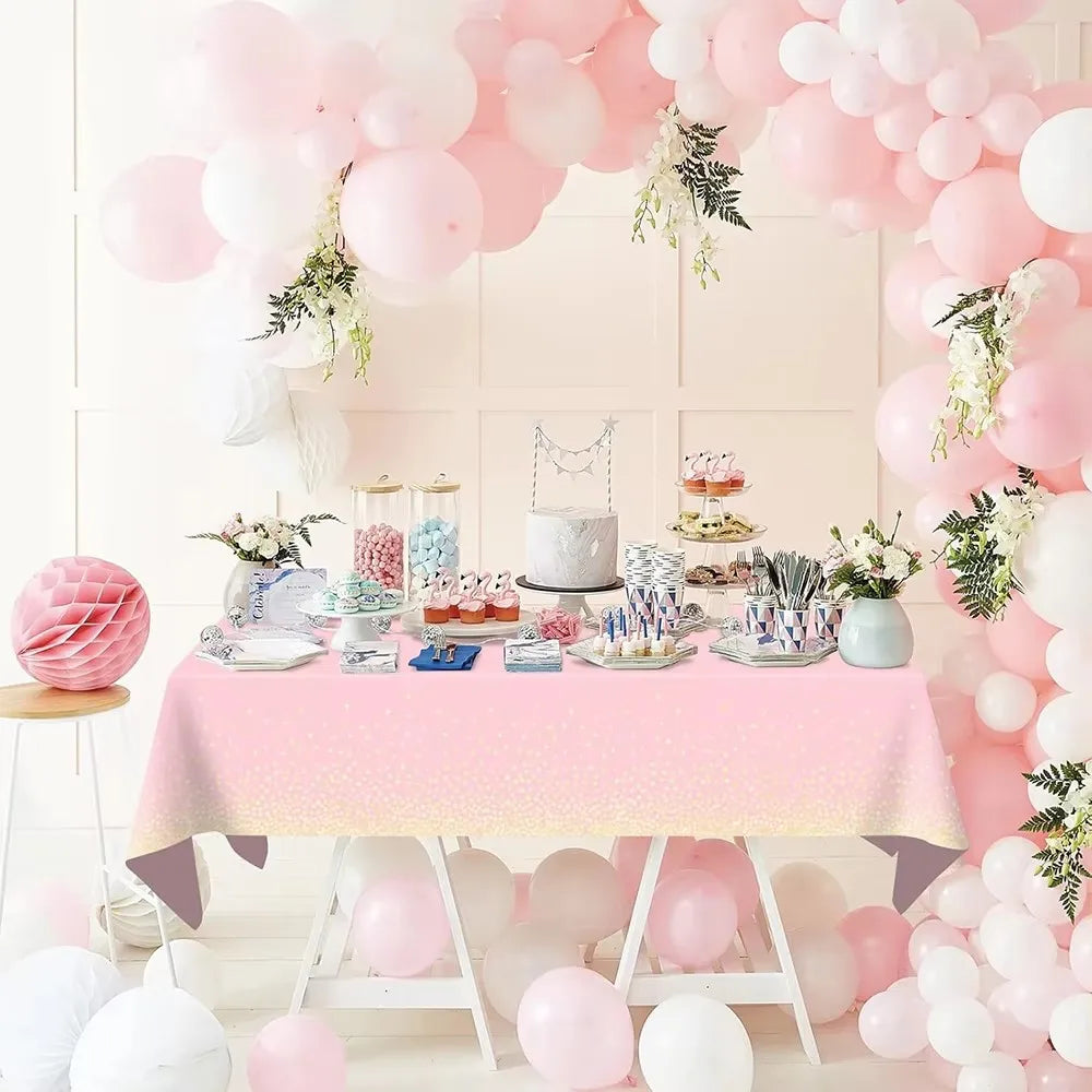 Pink Blue Gold Dot Plastic Tablecloth 54x108inch Rectangle Table Cover Disposable Table Cloth Baby Shower Birthday Party Decor