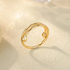 Anxiety Beads Rings for Women Gold Color Stainless Steel Open Spinner Adjustable Finger Ring Rotating Freely Anti Stress Jewelry
