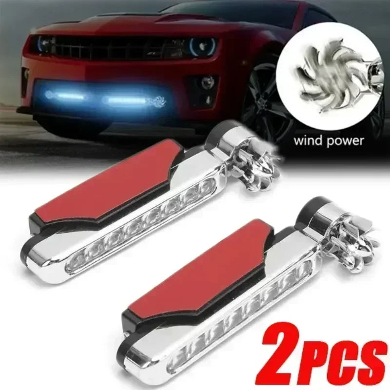 1/2Pcs Car LED DayTime Running Light Wind Powered LED Floodlights Auxiliary Lighting Motorcycle Lamp Automobile Day Headlight