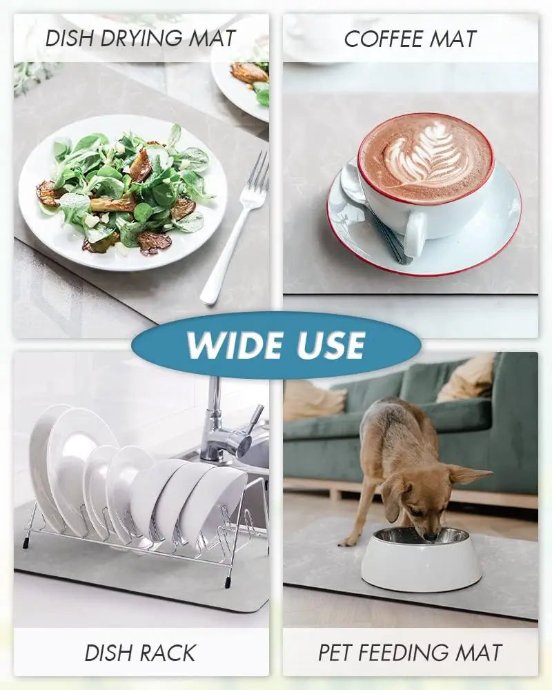 Coffee Machine Mat Rubber Backing Water-Absorbent Dish Drying Pad Kitchen Worktop Drainage Mat Home Decor
