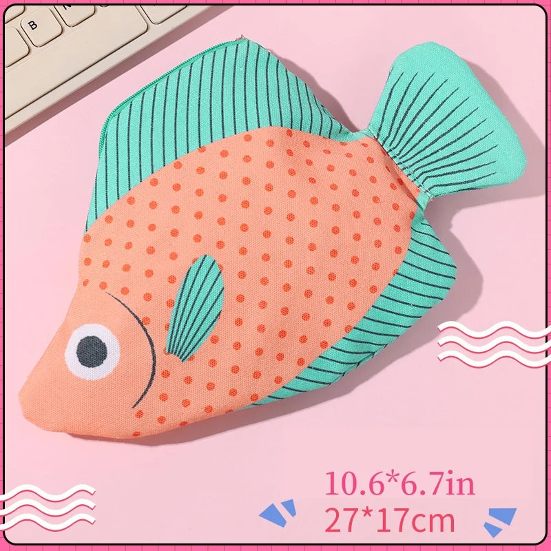 Back-To-School Supplies, Large-Capacity Pencil Case, Creative and Fun Pen Bag, Pufferfish, Deep-Sea Fish Cartoon Animal Stationery Box, Multi-Functional Storage Bag, Toiletry Bag