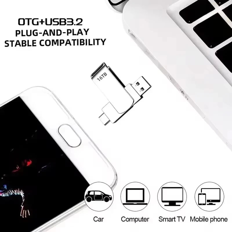16TB USB 3.2 Flash Drives High Speed Transfer Metal Pendrive Memory Card Pendrive Flash Disk Memoria Waterproof Stick 2026 NEW