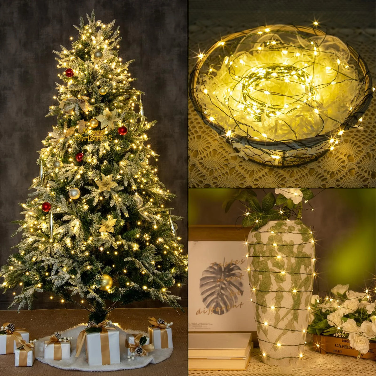 USB Powered LED Green Copper Wire String Lights 8 Modes Fairy Garland Light Holiday Decor Light for Christmas Tree Party Wedding