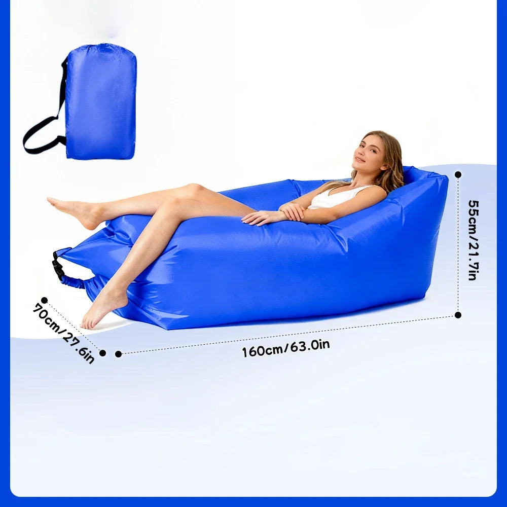 Portable Multicolor Inflatable Lazy Sofa, Fold‑Up Air Sofa Bed for Outdoor Beach Camping Single Size Relax Lounger