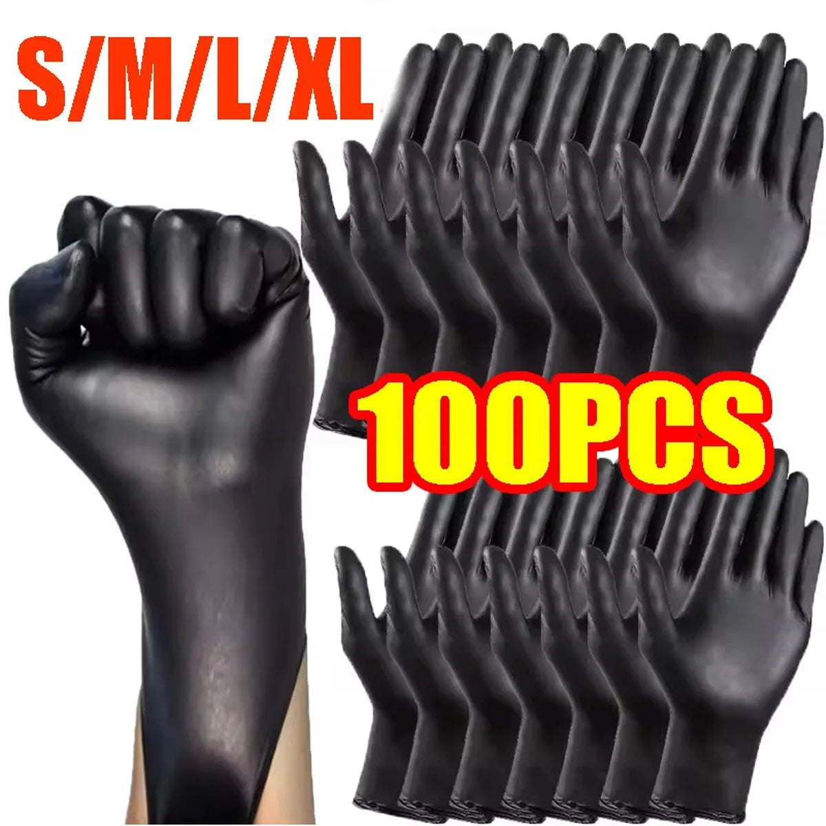 10/20/50/100PCS Black Nitrile Gloves Durable Powder Free Latex Free Suitable For Kitchen Cleaning Tattooing Pet Care Car Househo