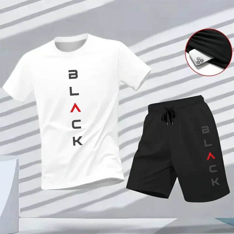 2026 New in Men's Set Casual T-shirt and Sports Shorts 2pcs Set Summer Urban Fashion Sportswear Male Daily Training Jogging Suit