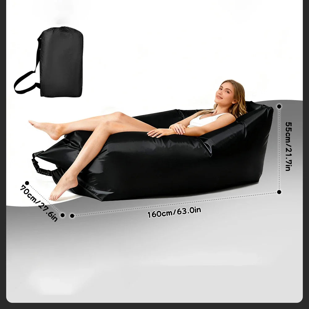 Portable Multicolor Inflatable Lazy Sofa, Fold‑Up Air Sofa Bed for Outdoor Beach Camping Single Size Relax Lounger