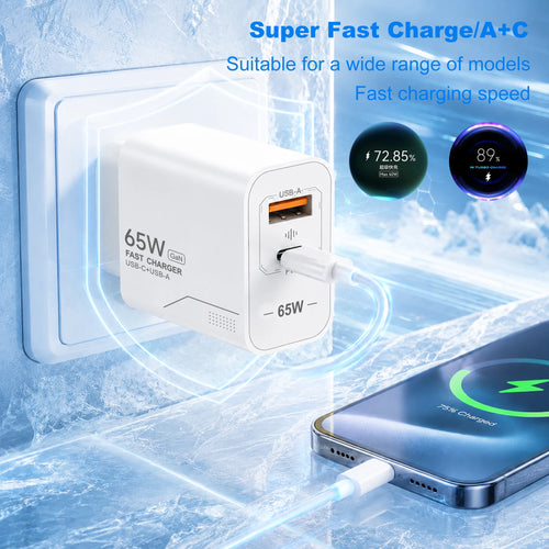 USB 65W Fast Charging Charger Type C High Speed Charge Mobile Phone Wall Adapter For iPhone Honor Xiaomi Huawei Samsung Oneplus