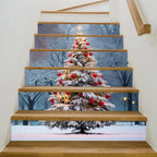 6PCS Christmas Staircase Background Cloth Xmas decoration 2025 Xmas Santa Claus tree snowman Navidad Natal New Year Gift 2026