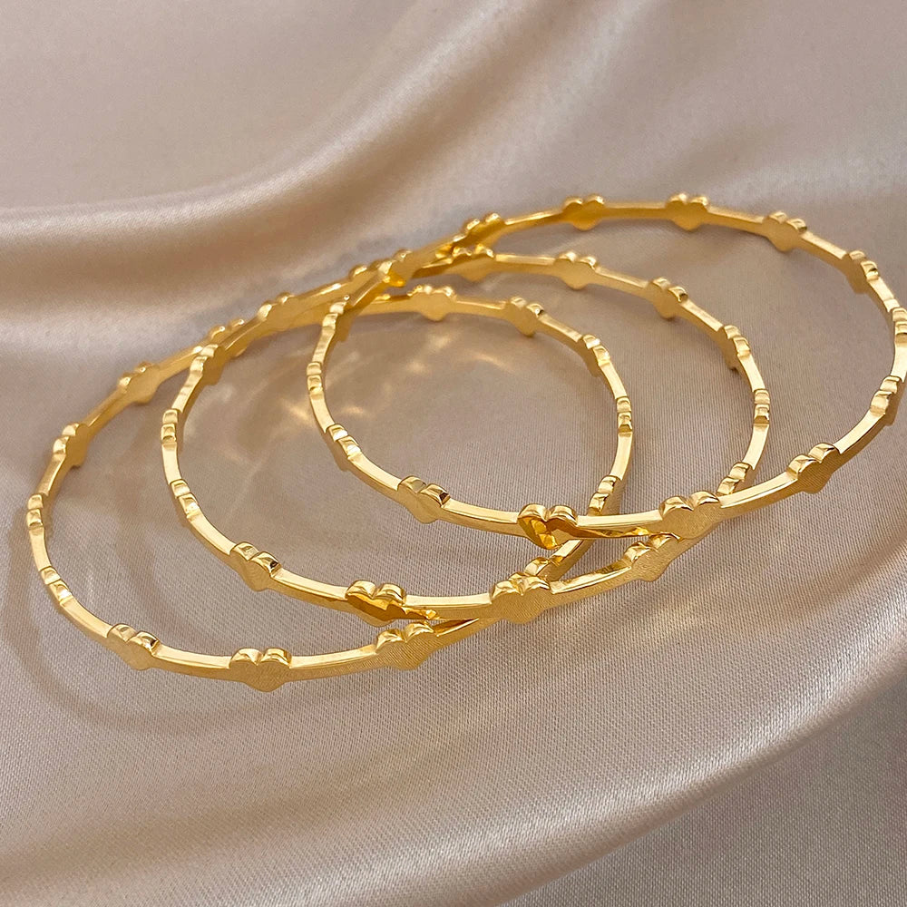 Greatera Three-piece Set of Heart-shaped Spliced Stacked Fine Bracelet Classic 3pcs 68mm Diameter Valentine's Day Bangle Gifts