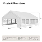 20x30 Party Tent, Heavy Duty Waterproof Canopy with Removable Sidewalls & Roll-Up Door, Large White Event Shelter, Customized