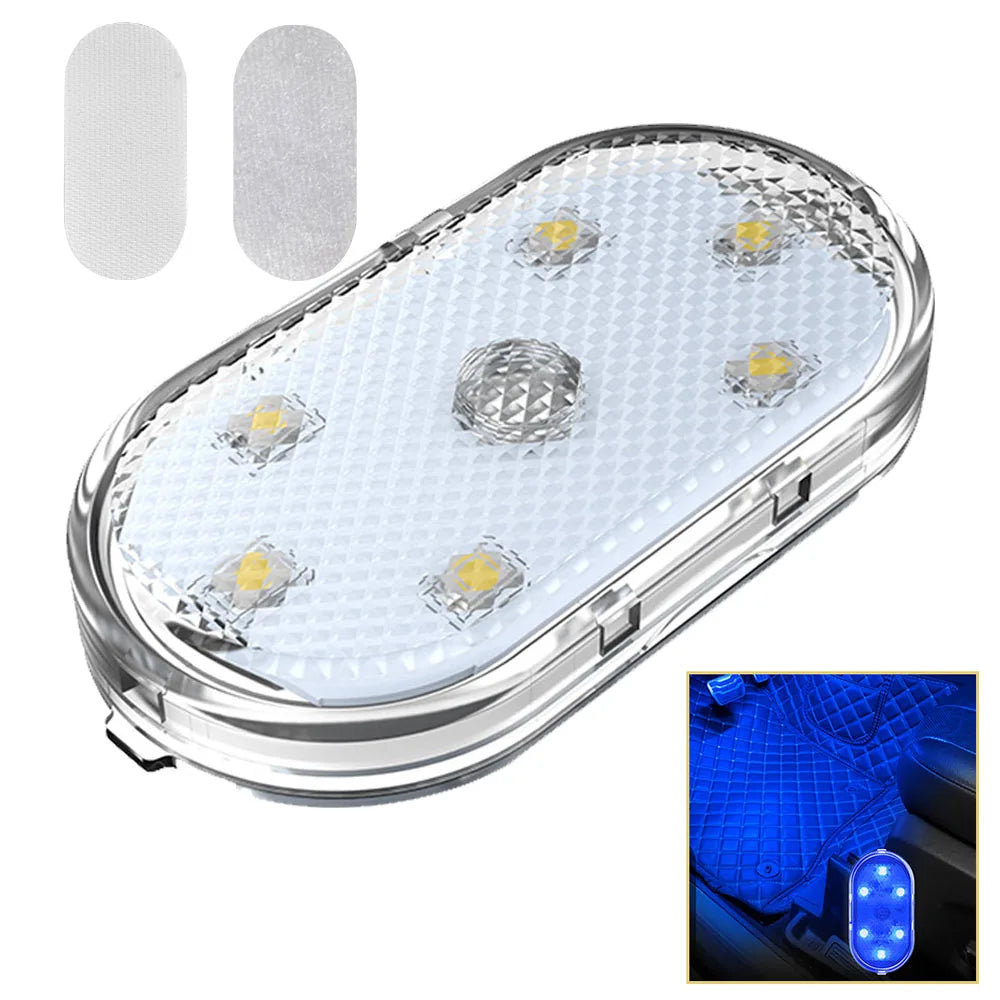 1pc Car LED Light Interior Lighting Atmosphere Lamp for Armrest Box Trunk Switch Touch Control Wireless Mini LED Foot Lights