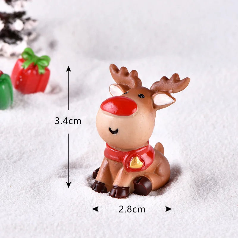 New Christmas Deer Santa Claus Sled Tree Snowman Figurine Doll House Home Decor Miniature Garden Decoration Accessories Modern