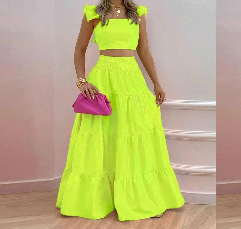Skirt Y2k Two Piece Set Womans Clothing New 2026 Spring/Summer Elegant Sexy Collage Sleeveless Top and Longuette Suits Female