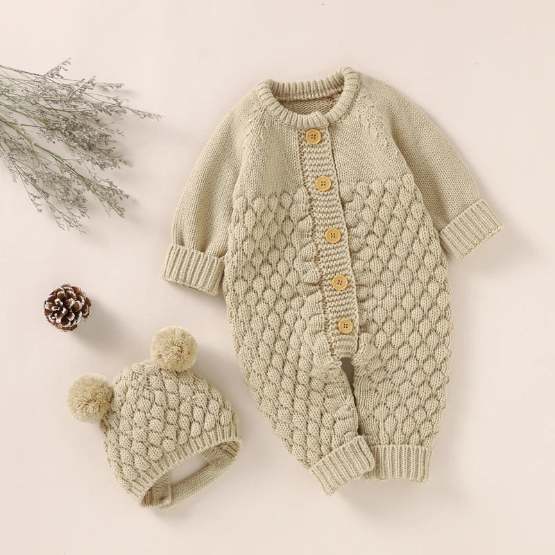 Newborn Baby Romper Shoes Gloves Set Knit Girl Boy Jumpsuit Boot Mitten Solid Toddler Infant Long Sleeve Clothing 4PC Fall 0-18M