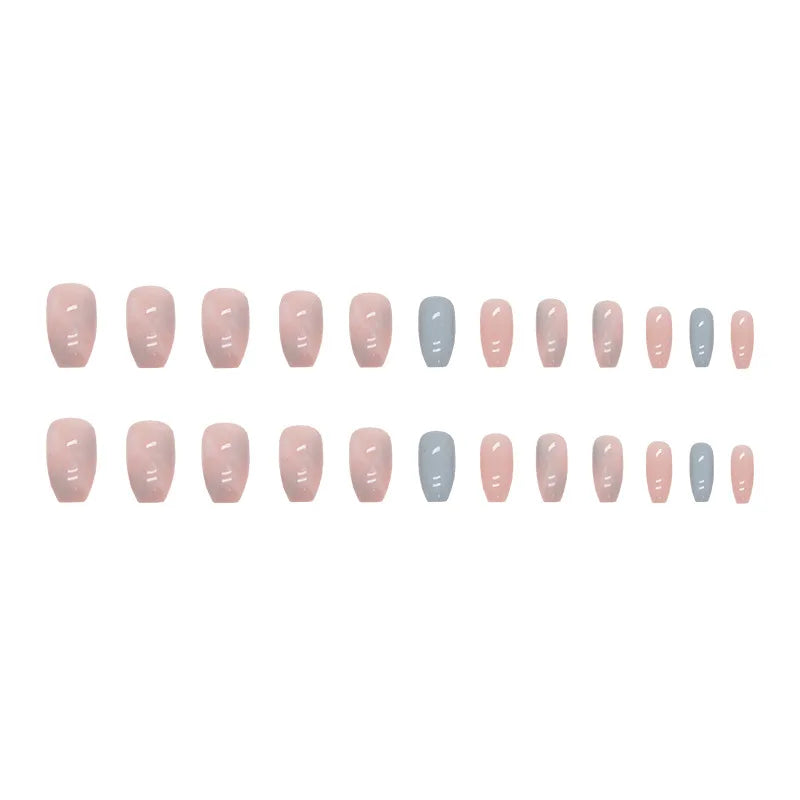 24 pieces of gentle nude long press-on nails (square shape), paired with 1 piece of jelly glue and 1 nail file
