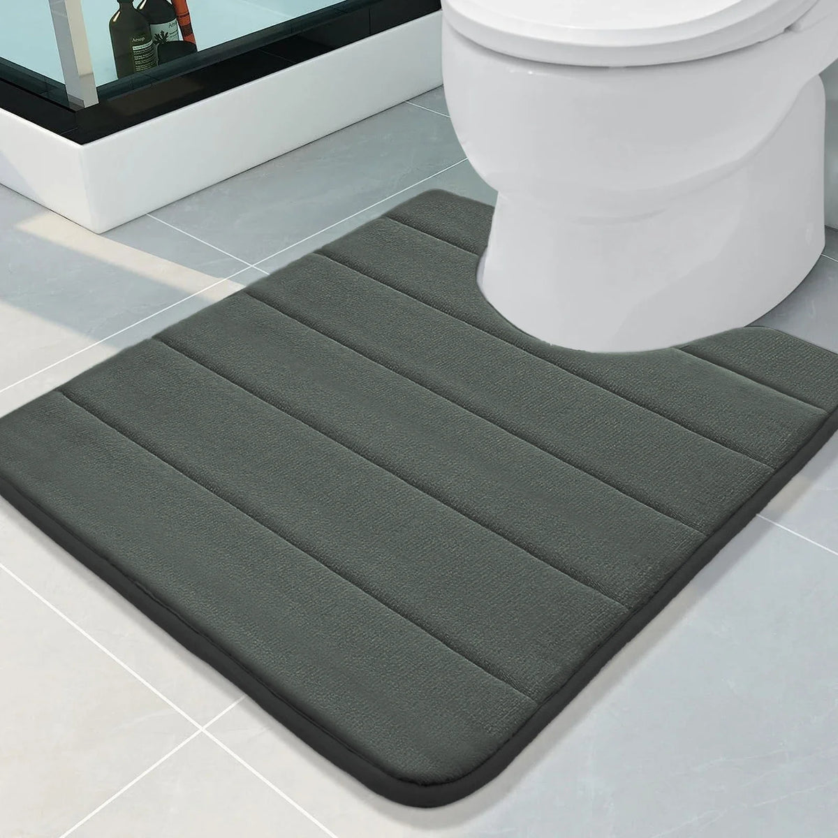 U-Shaped Toilet Mat Bathroom Mat Bathroom Carpet Bathroom Carpet Memory Foam/Chenille Bath Mat Anti-Skid Super Absorbent