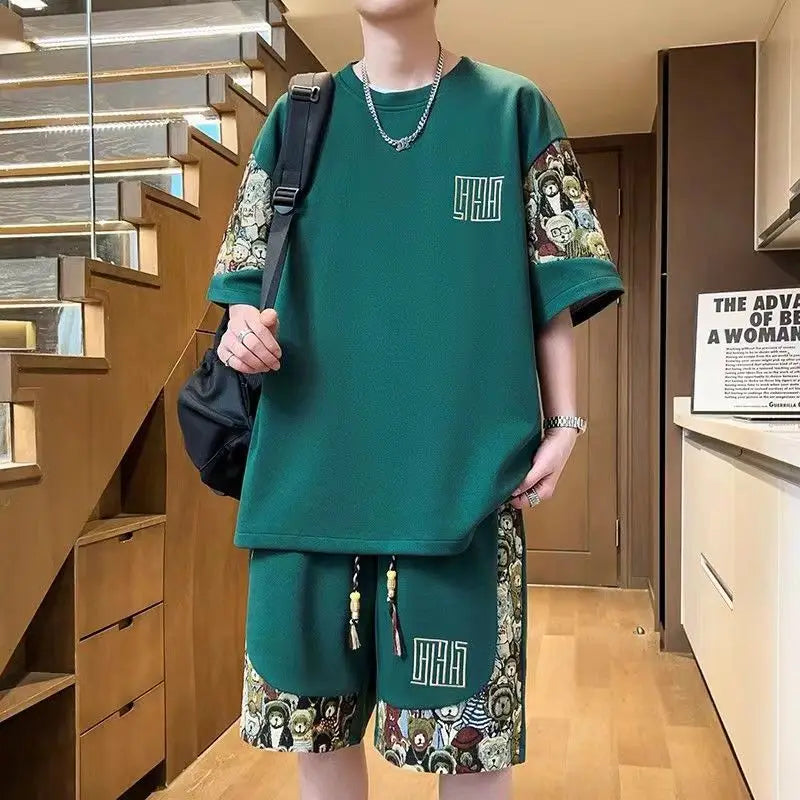 T-shirts + shorts 2026 summer fashion Sportswear shirts Men's Casual Sets Male Fashion shirts and shorts full size M-5XL