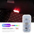 LED Touch Light Mini Wireless Car Interior Lighting Auto Roof Ceiling Reading Lamp for Trunk Storage Box USB Charging