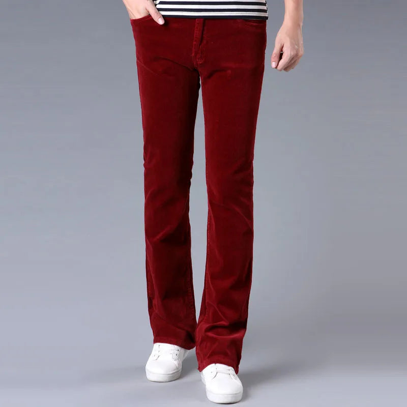 Corduroy Flare Pants  Men  Bell Bottom Boot Cut Trouser Men Classic Autumn Flared Pant Men Pantalon Homme Black White Khaki