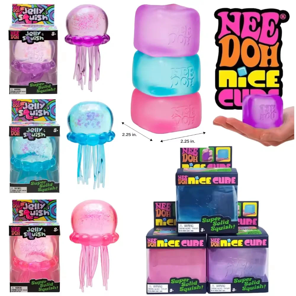 Trending NeeDoh Jellyfish Cube Squish Toy Soft Water Jelly Squeeze Sensory Stress Relief Fidget Toy