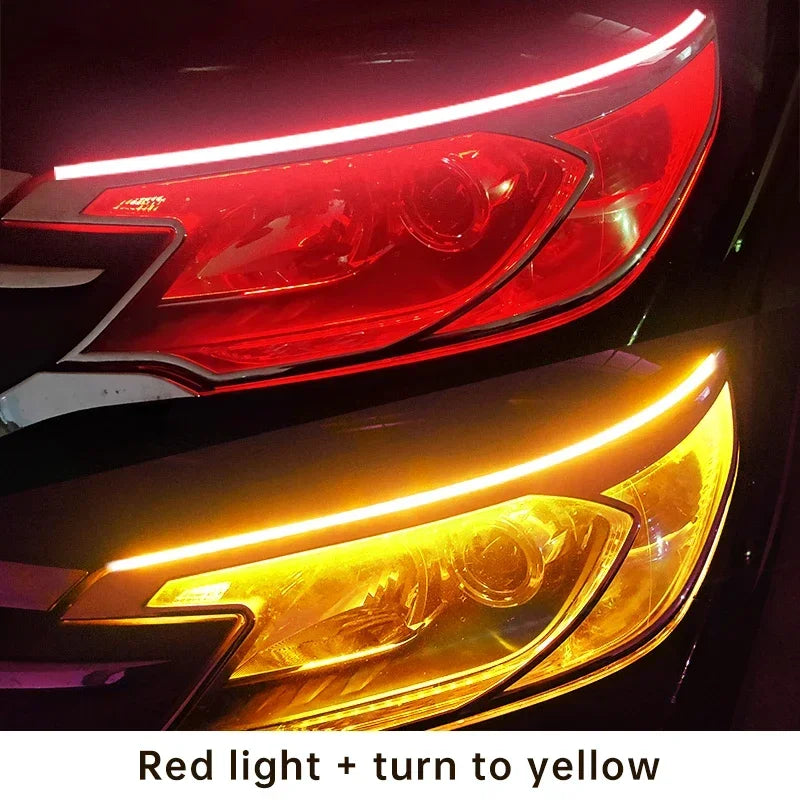 Flexible Car LED Daytime Running Light: DRL Strip with Turn Signal Lamp, 12V Auto Lighting Tool
