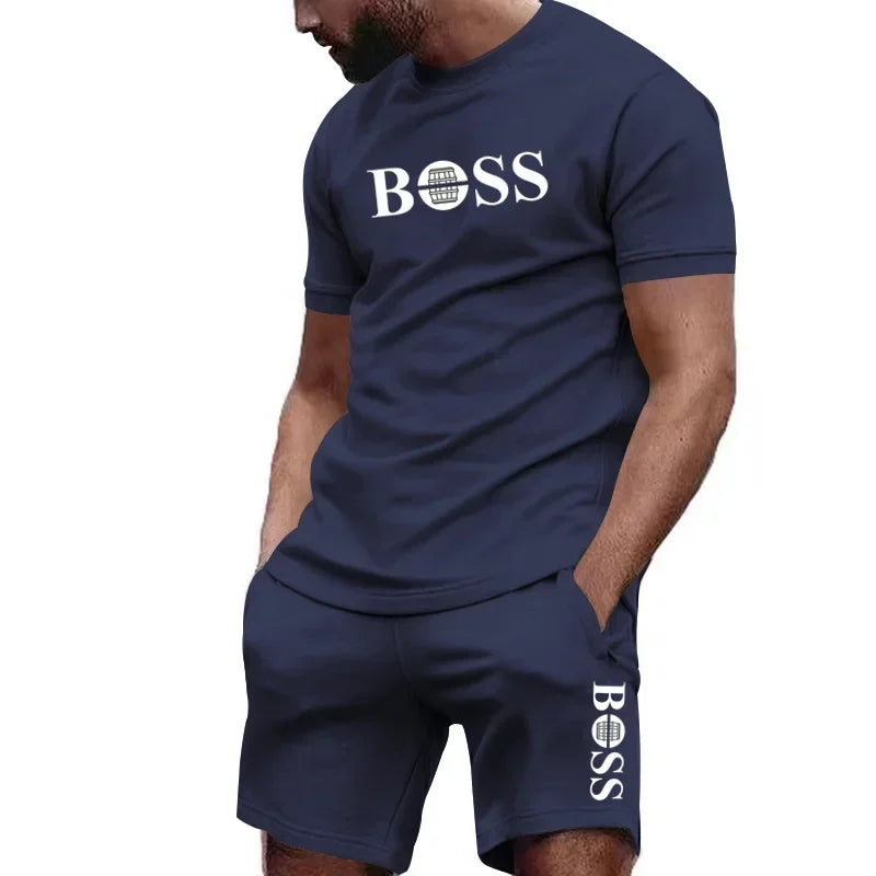 Men's two-piece sportswear short-sleeved T-shirt and pants set running and fitness sportswear summer 2025 big discount