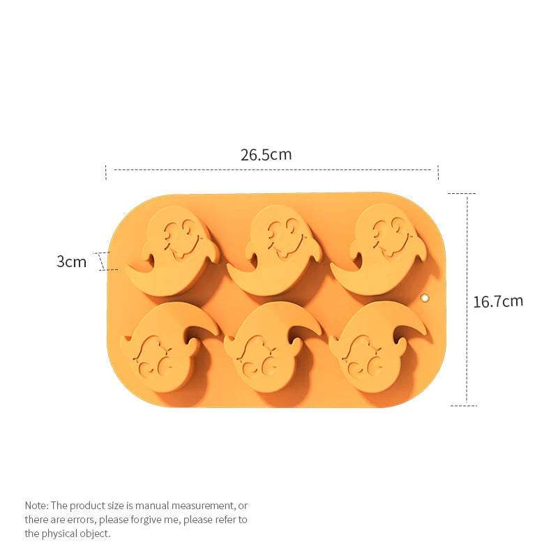 Pumpkin Silicone Halloween Cake Chocolate Mould Silicone with Ghost Pumpkin Bat & Witch Hat Cookie Mold for Ice Cube Baking Mold