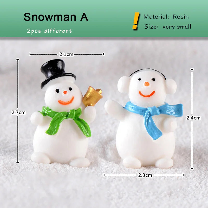 New Christmas Deer Santa Claus Sled Tree Snowman Figurine Doll House Home Decor Miniature Garden Decoration Accessories Modern