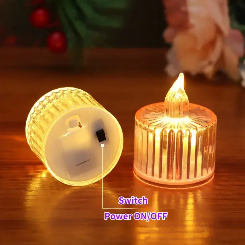 LED Crystal Candles Electronic Flameless Proposal 4/6/12PCS Lights Wedding Party Home Room Decor Romantic Date Holiday LED Light