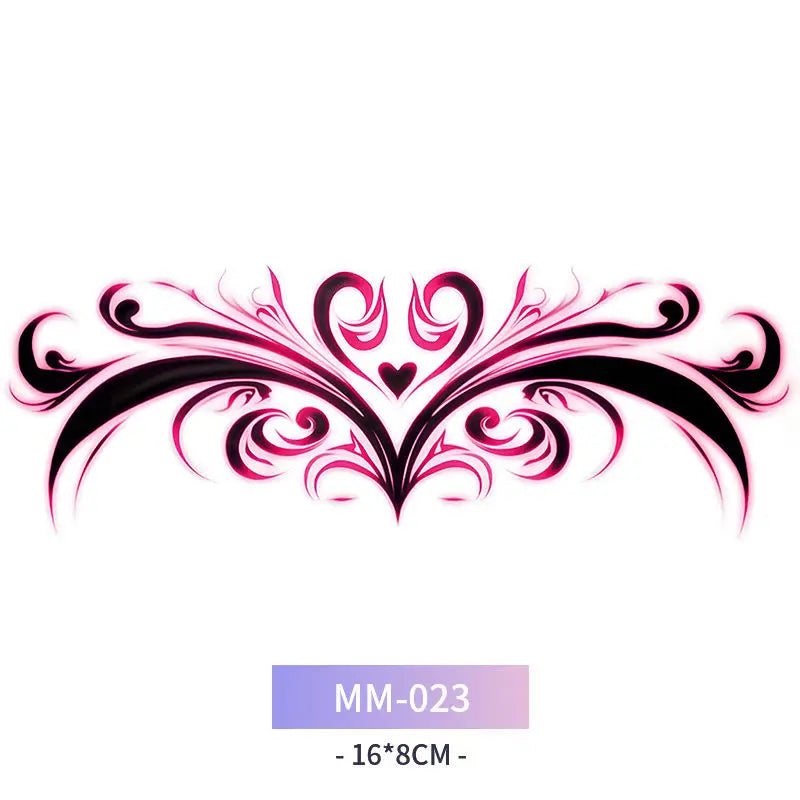 Pink Succubus Totem Tattoo Stickers for Woman Art Temporary Tattoos Set Waterproof Sexy Abdomen Lasting Fake Tattoo Cover Scars