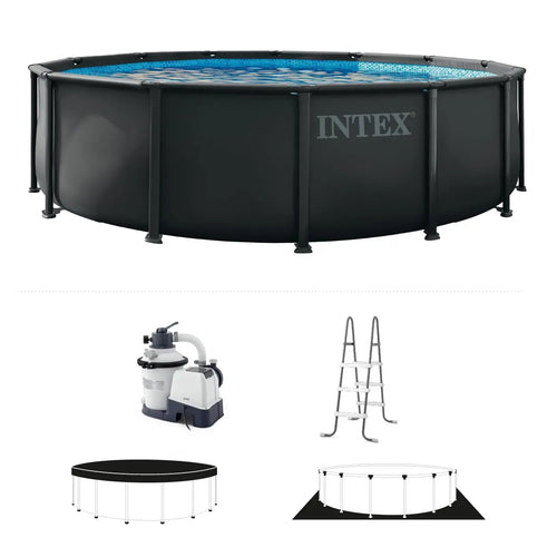 26309MZ 14ft x 42in Ultra XTR Frame Deluxe Above Ground Swimming Pool Set with 925 GPH Sand Filter Pump, Removable, Customized