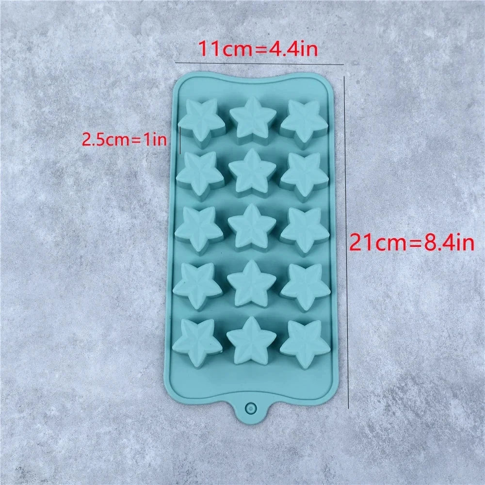 1PC Five-Pointed Star Silicone Chocolate Mold Creative Jelly Christmas Candy DIY Mold Ice Tray Baking Mold