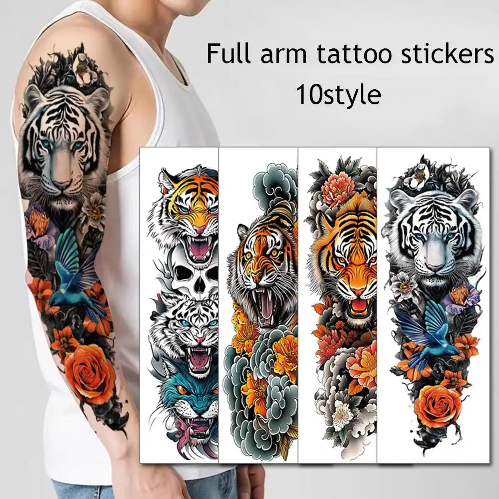 1 PC Temporary Fake Tattoo Colorful Water Transfer Stickers Waterproof Fake Tattoo Lasting Full Leg Arm Decor Body Art Paster
