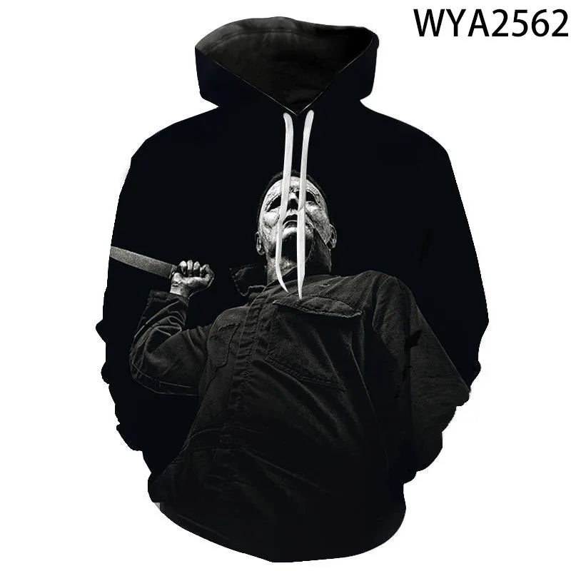 2026 Autumn Halloween Horror Michael Myers 3D Print Men Women Children Hoodies Harajuku Streetwear Hooded Sweatshirts Pullover