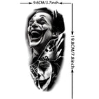 1 Sheet Bad Guy Robber Poker Temporary Tattoos For Men Women Gangster Joker Rebel Waterproof Realistic Fake Tattoo Arm Stickers