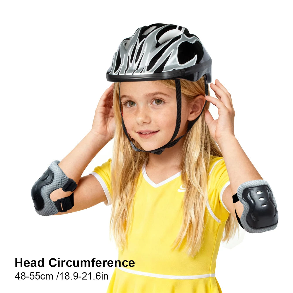7 Pcs Kids Bike Helmet & Pads Set, Adjustable Protective Gear for Toddler Girls Boys 3-10 Years, for Biking, Skateboard, Scooter