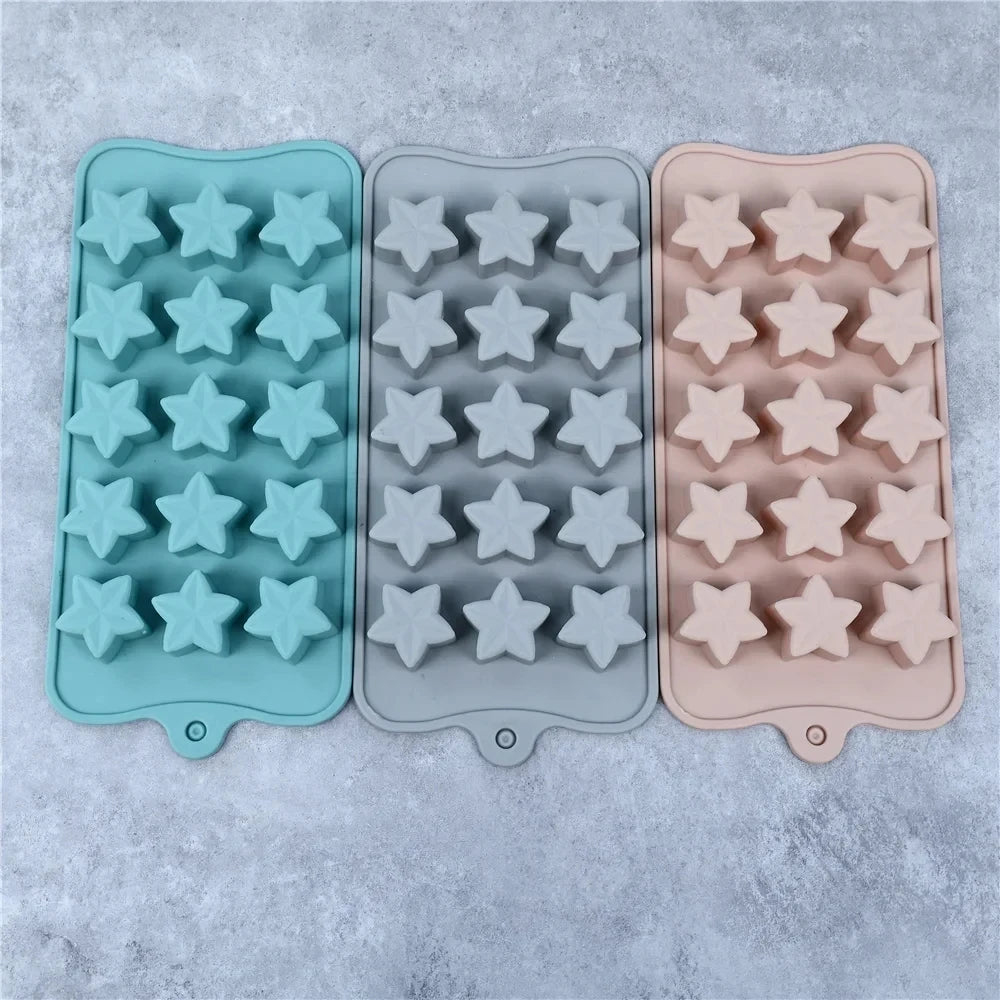 1PC Five-Pointed Star Silicone Chocolate Mold Creative Jelly Christmas Candy DIY Mold Ice Tray Baking Mold
