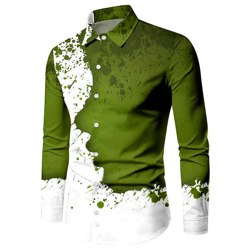 Men's Long Sleeve Shirt Fashion New Lapel Button Casual Outdoor Party Comfortable Soft Material Purple Gold Black 2023 Plus Size