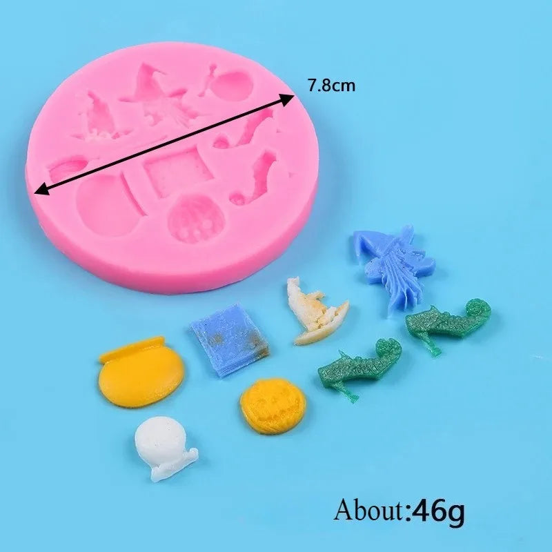 Non-Stick Halloween Silicone Baking Molds | DIY Candy Chocolate Fondant Maker | Ghost Pumpkin Bat Skull Witch Hat Shapes