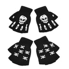New Punk Gloves Unisex Halloween Skeleton Skull Half Finger Gloves Glow In The Dark Fingerless Stretch Knitted Winter Mittens