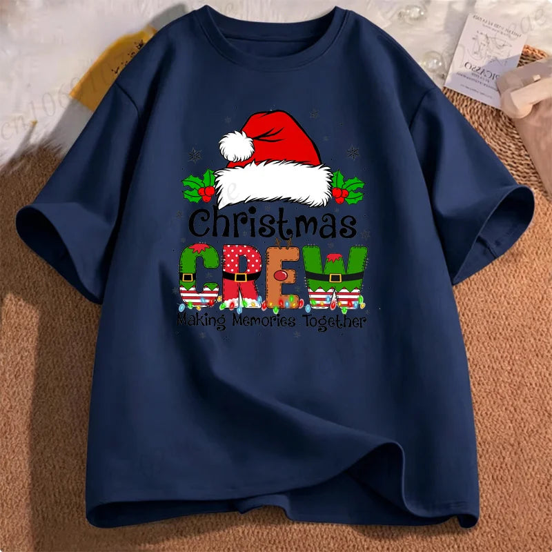 Christmas Crew 2026 Graphic Men's Women T-Shirts Santa Reindeer Matching Family T Shirt Shirt Short Sleeve Tops Holiday Tops