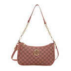 Vintage Style Handbag Crossbody Bag, Gold Letter 'M' Design Pu Leather Shoulder Messenger Bag, Synthetic Leather Tote Bag, Purse