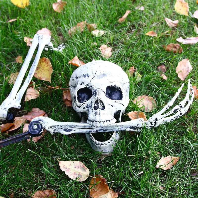 Halloween Skull Skeleton Head Realistic Human Hand Arms for Halloween Party Home Garden Lawn Decor Haunted House Horror Props