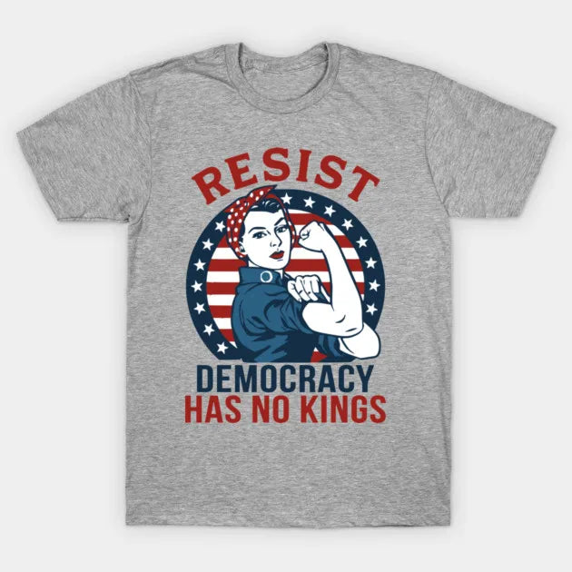 No King for Democracy in The United States. Men's T-shirts Are Hot Sellers. Crew Necks Are Printed T-shirts for Men and Women