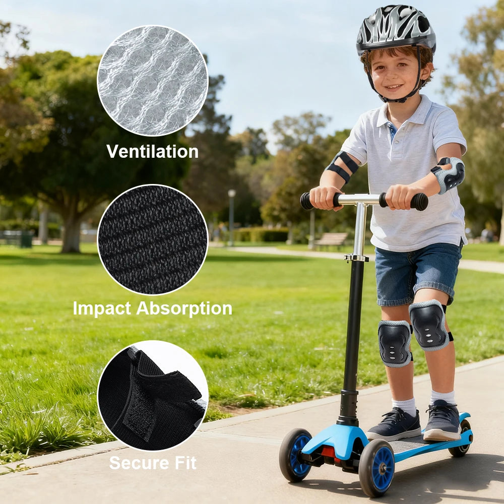 7 Pcs Kids Bike Helmet & Pads Set, Adjustable Protective Gear for Toddler Girls Boys 3-10 Years, for Biking, Skateboard, Scooter