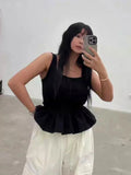 Retro Polka Dot Sling Short Tops Women Sexy Square Neck Off-shoulder Slim Cropped Blouse 2026 Lady Spring Daily Street T-shirt