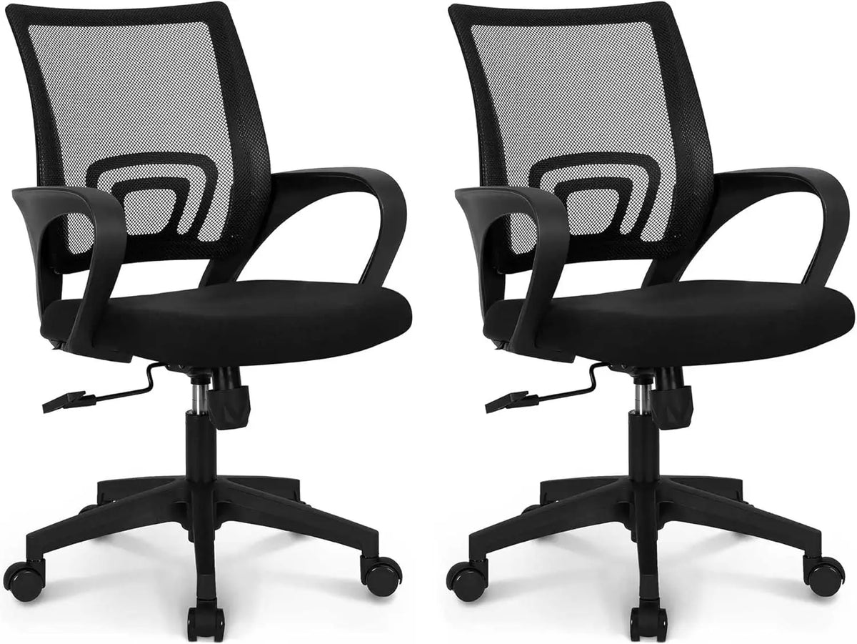 Black Mesh Gaming Office Chair Mid Back Lumbar Support Adjustable Height Swivel For Home Computer Desk Task